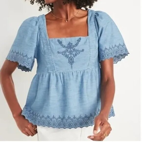 NWT Old Navy Boho Embroidered Top XSP - Picture 1 of 5